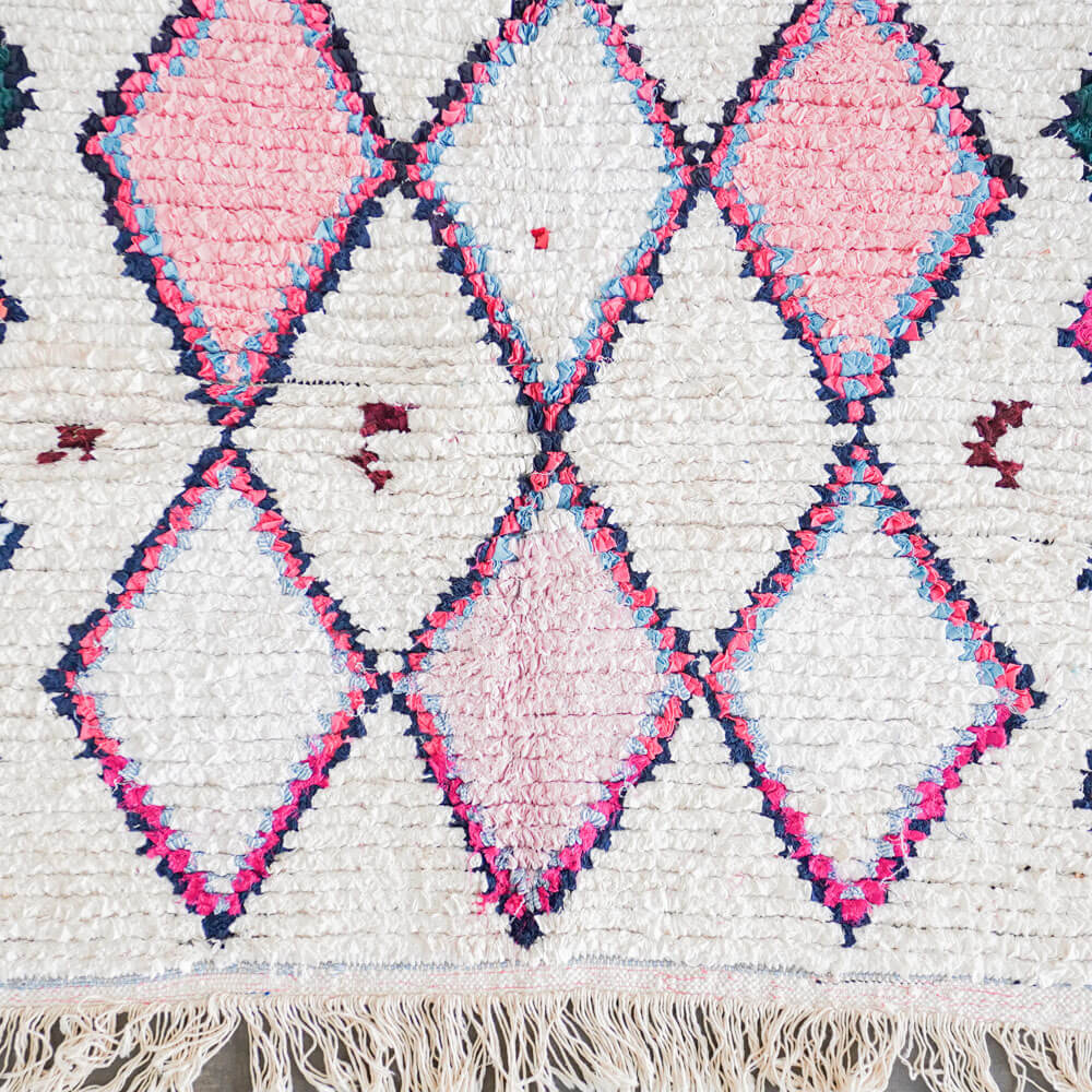 Pink Boucherouite rug-Berber Handicraft