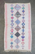 White and pink Boucherouite rug