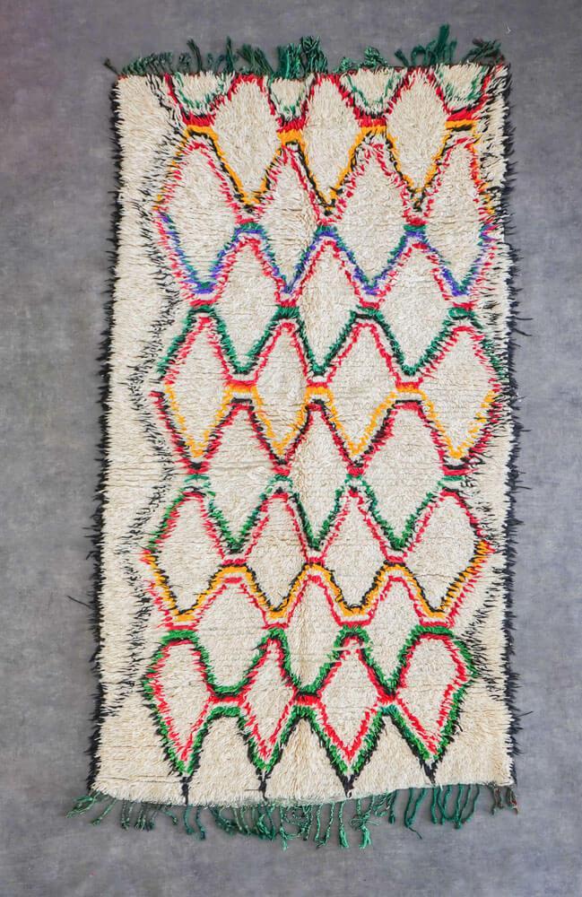 Beige green runner rug-Berber Handicraft