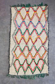 Beige green runner rug-Berber Handicraft