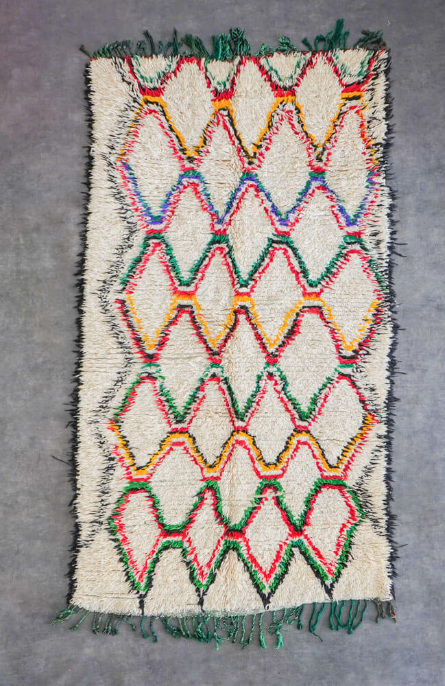 Beige green runner rug