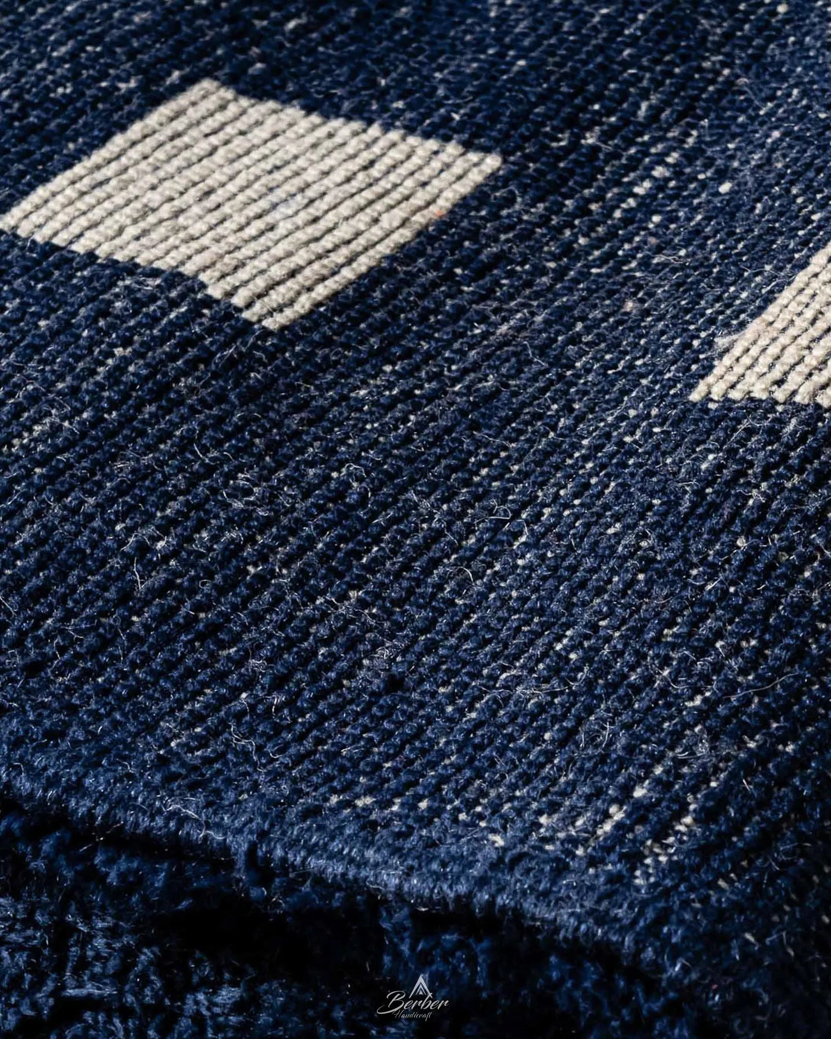Checkered Berber Rug 3 X 5 Ft | 90 X 150 Cm / With Tassels / Short (0.4” / 1 cm)
