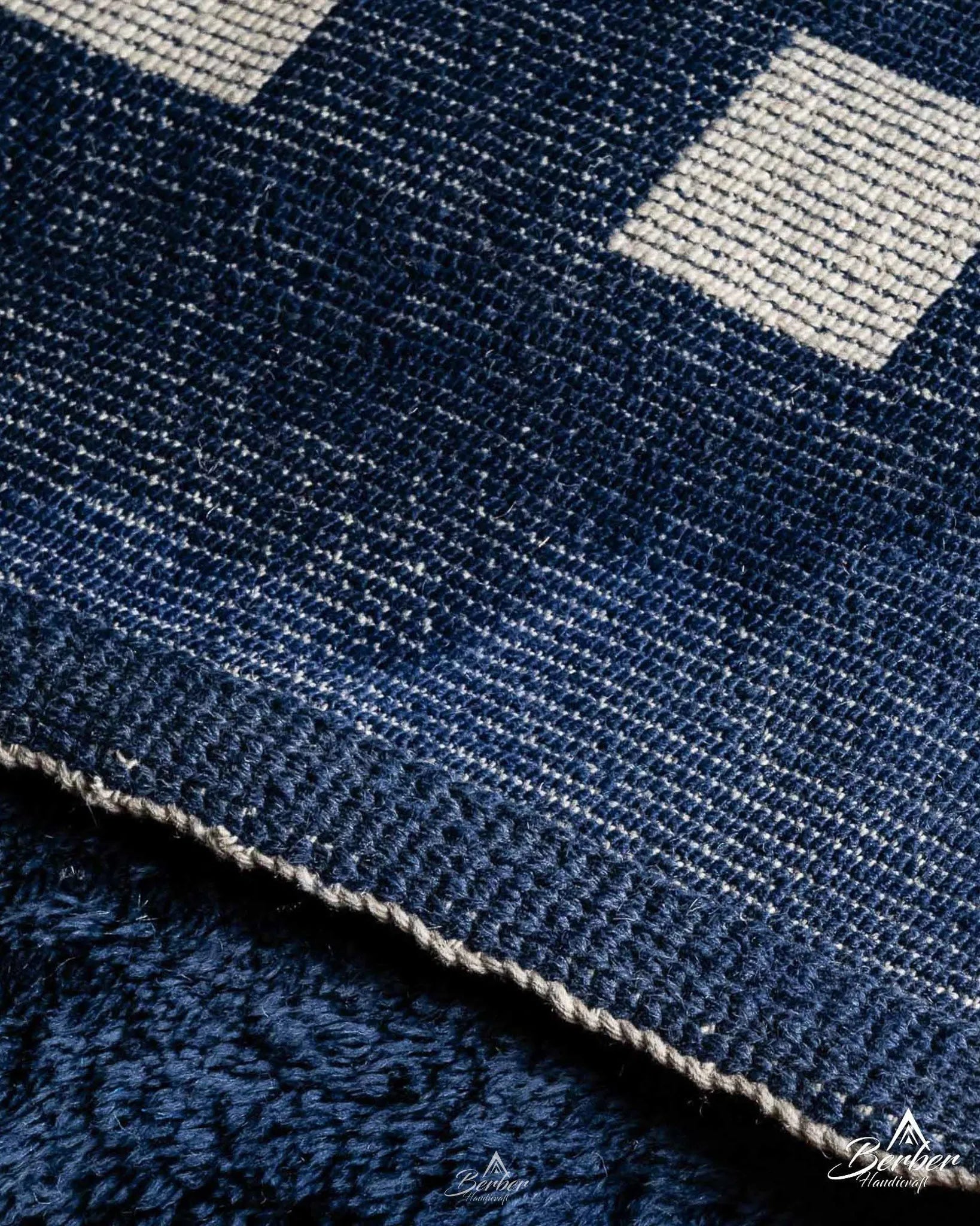 Checkered Berber Rug 3 X 5 Ft | 90 X 150 Cm / With Tassels / Short (0.4” / 1 cm)
