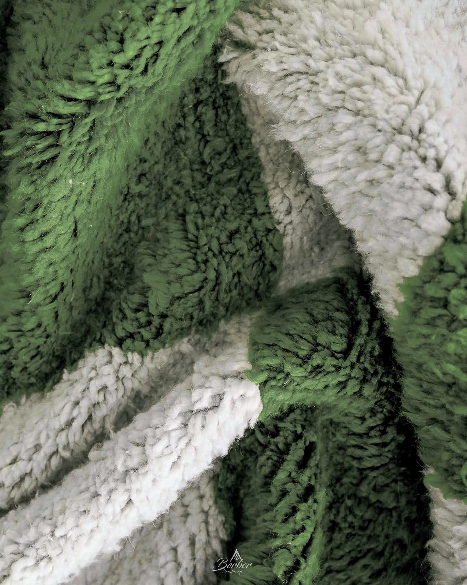 Checkered Green Rug 3 X 5 Ft | 90 X 150 Cm / With Tassels / Short (0.4” / 1 cm)