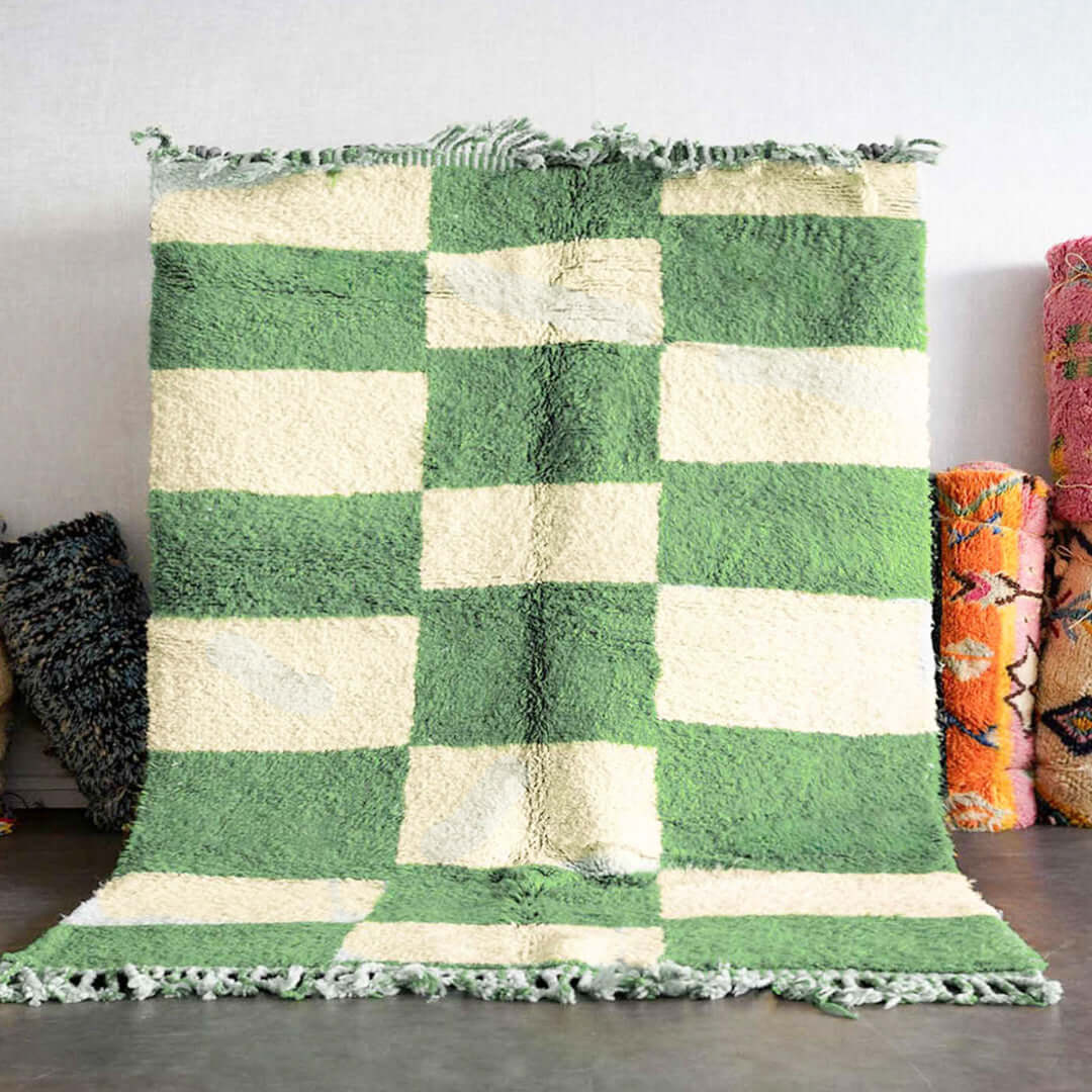 Checkered Green Rug - Berber Handicraft