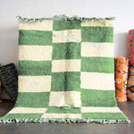 Checkered Green Rug - Berber Handicraft