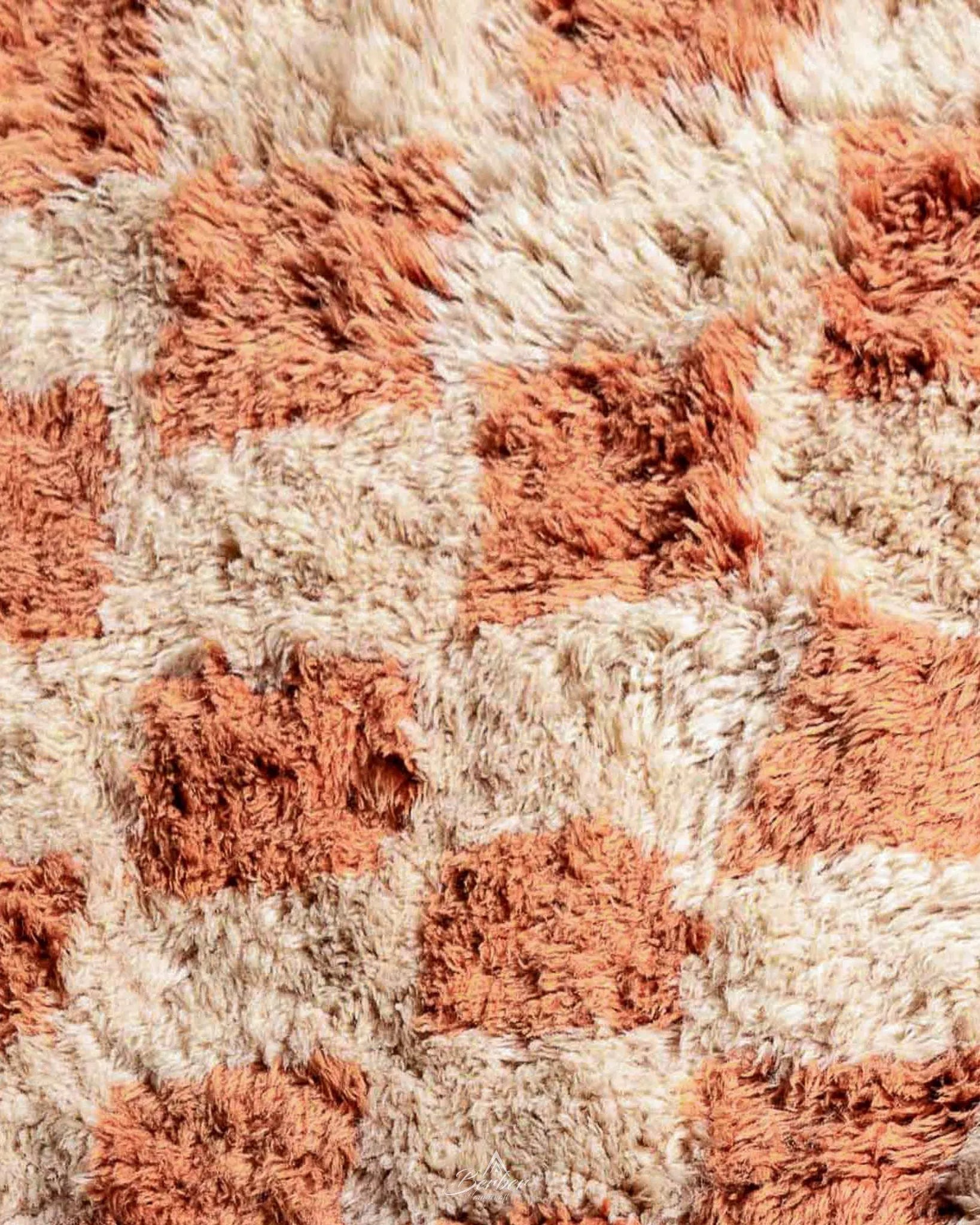 Checkered Handknotted Rug 3 X 5 Ft | 90 X 150 Cm / With Tassels / Short (0.4” / 1 cm)