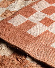 Checkered Handknotted Rug 3 X 5 Ft | 90 X 150 Cm / With Tassels / Short (0.4” / 1 cm)