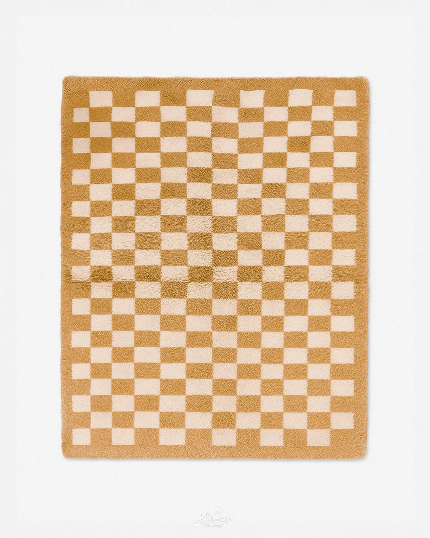 Checkered Moroccan Rug 3 X 5 Ft | 90 X 150 Cm / With Tassels / Short (0.4” / 1 cm)