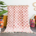 Checkered Pink Berber Rug - Berber Handicraft