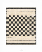 Checkered Wool Rug 3 X 5 Ft | 90 X 150 Cm / With Tassels / Short (0.4” / 1 cm)