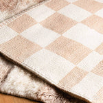 Handmade Peach Checkered Rug - Berber Handicraft