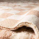 Handmade Peach Checkered Rug - Berber Handicraft