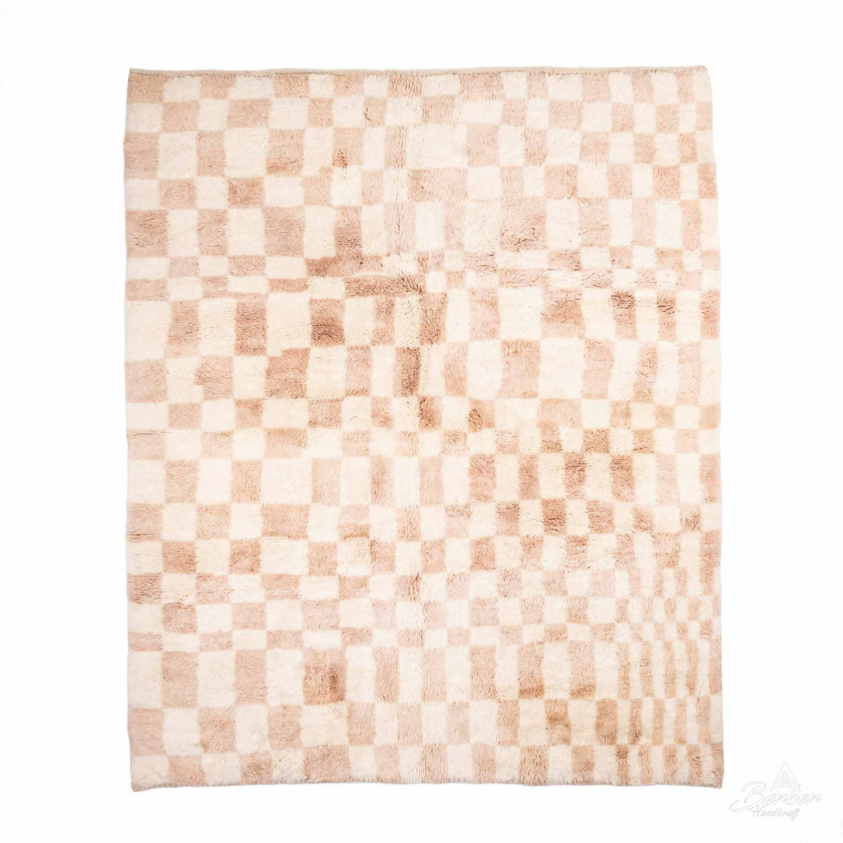 Handmade Peach Checkered Rug - Berber Handicraft