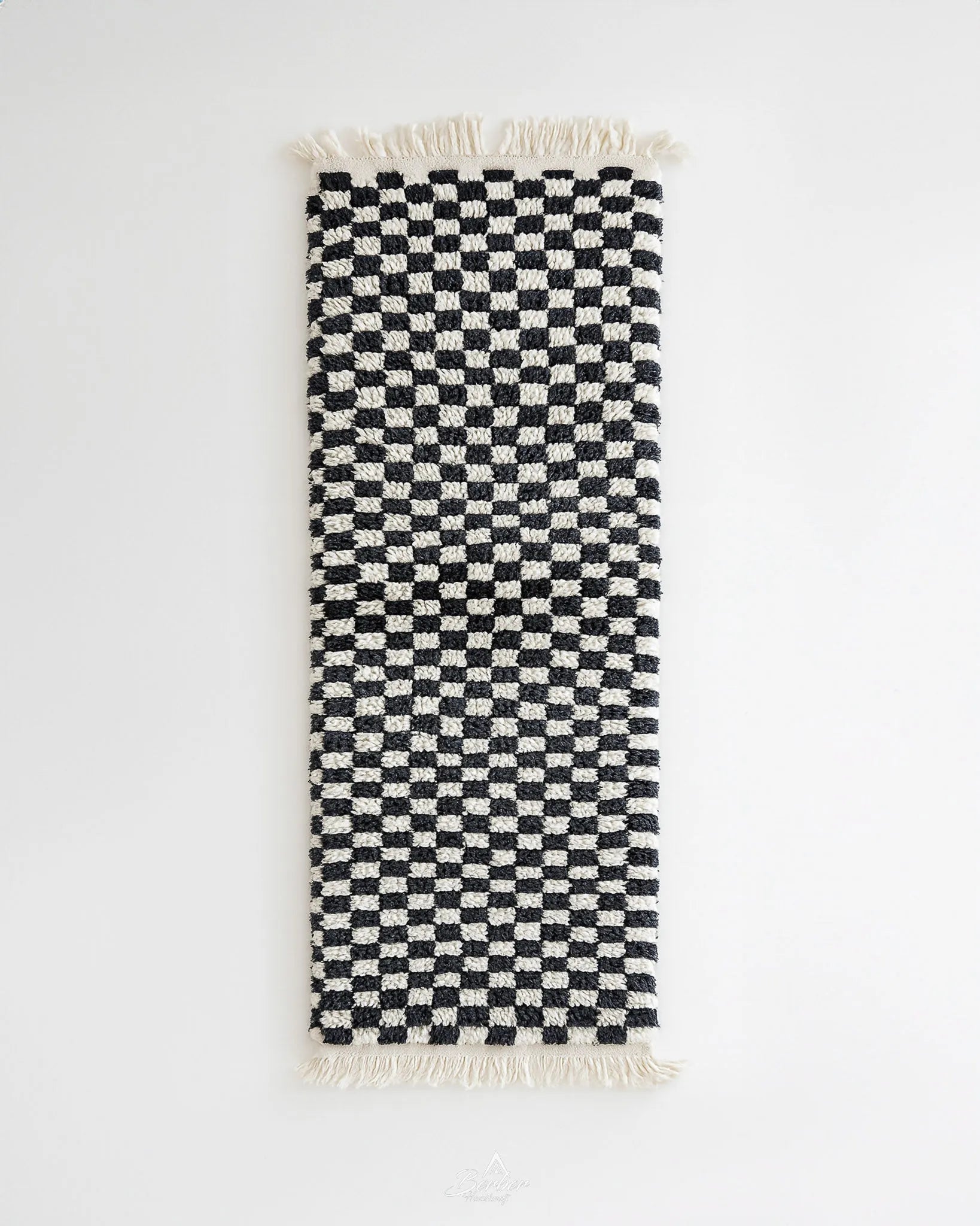 Chess Runner Rug 2 X 6 Ft | 60 X 180 Cm / With Tassels / Short (0.4” / 1 cm)