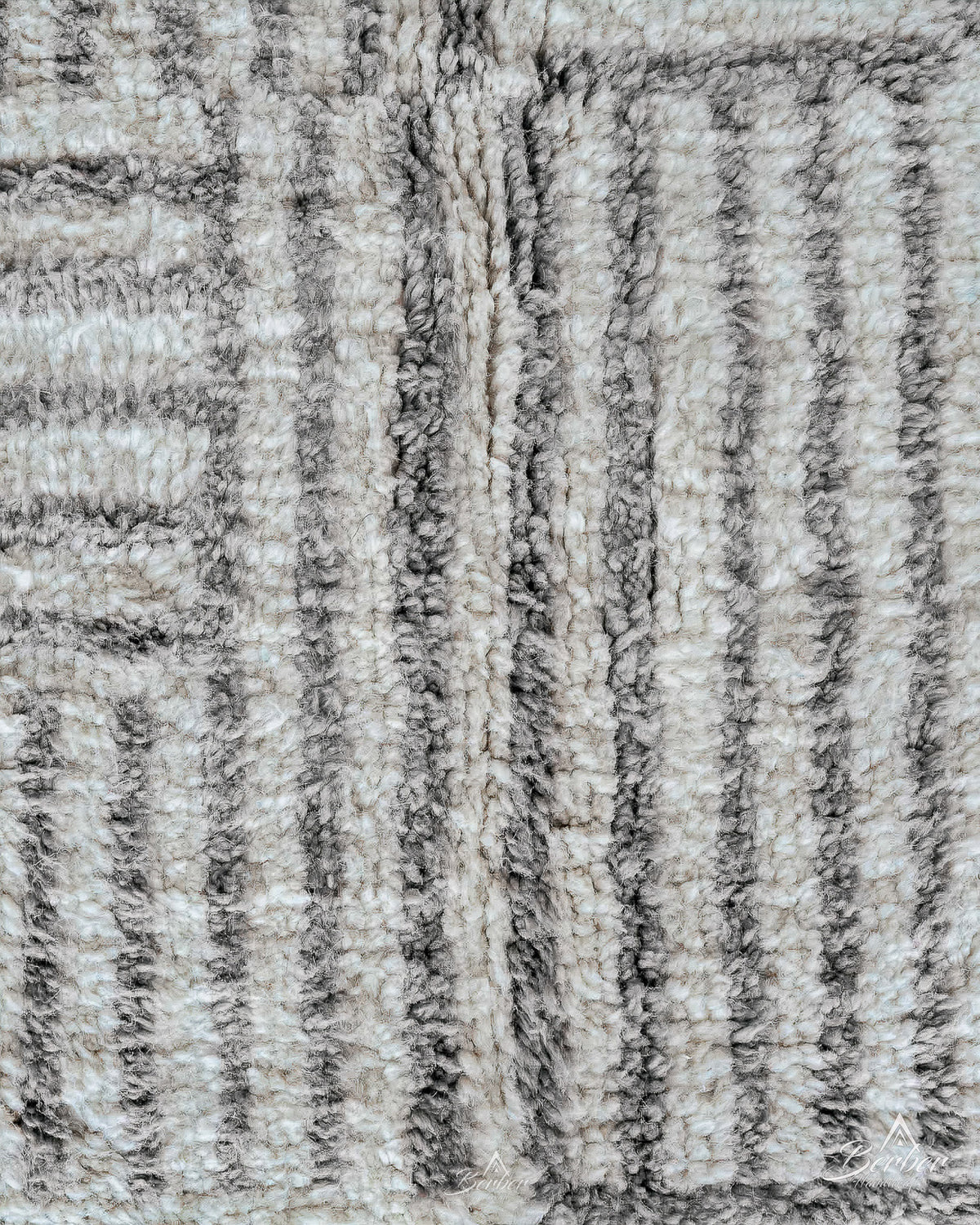 Striped Grey Moroccan rug 3 X 5 Ft | 90 X 150 Cm / With Tassels / Short (0.4” / 1 cm)