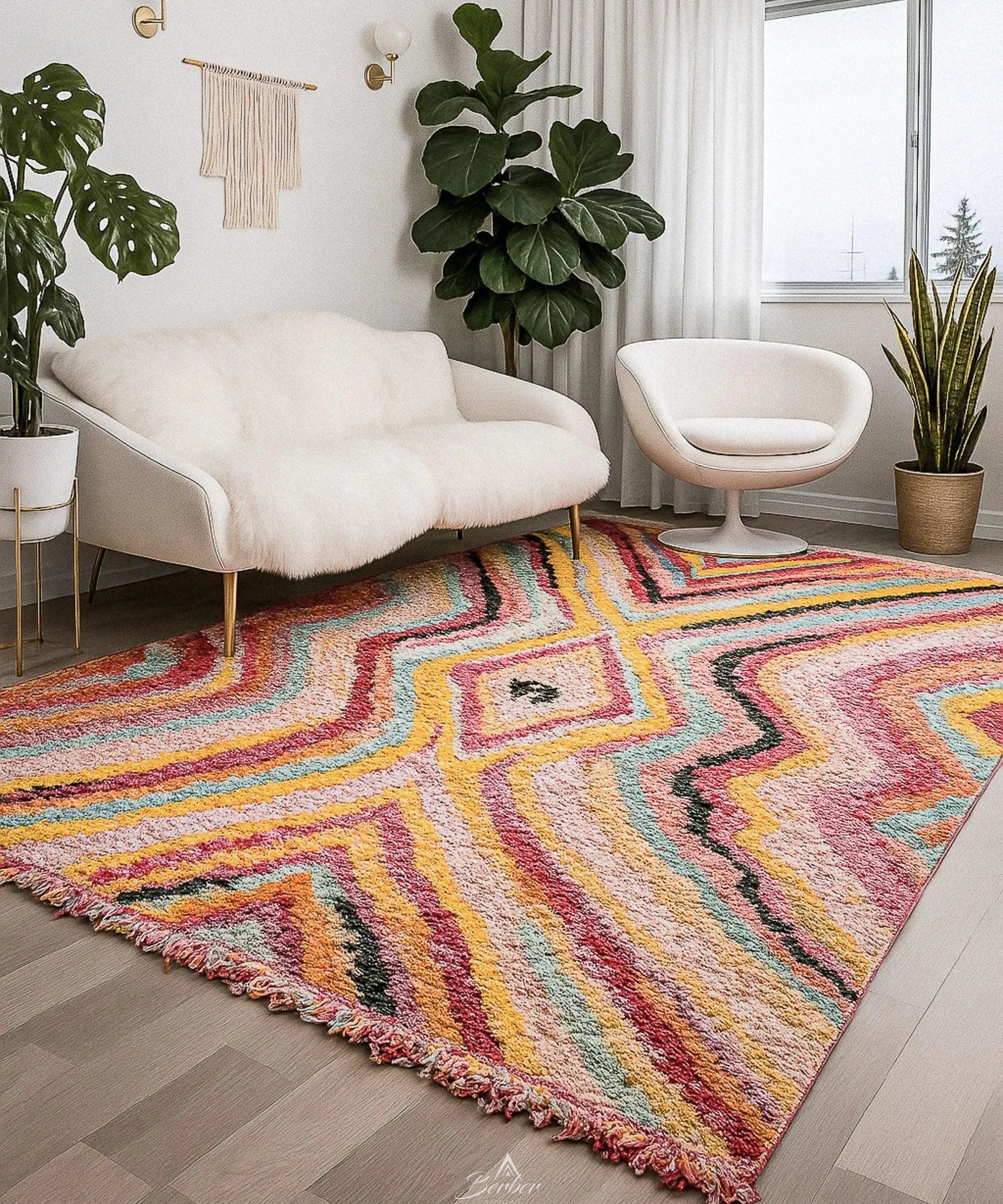 Colorful Abstract Rug-Berber Handicraft