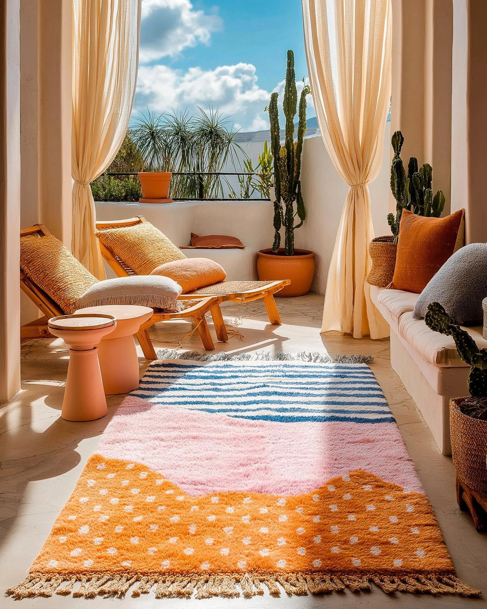 Colorful Accent Rug 3 X 5 Ft | 90 X 150 Cm / With Tassels / Short (0.4” / 1 cm)