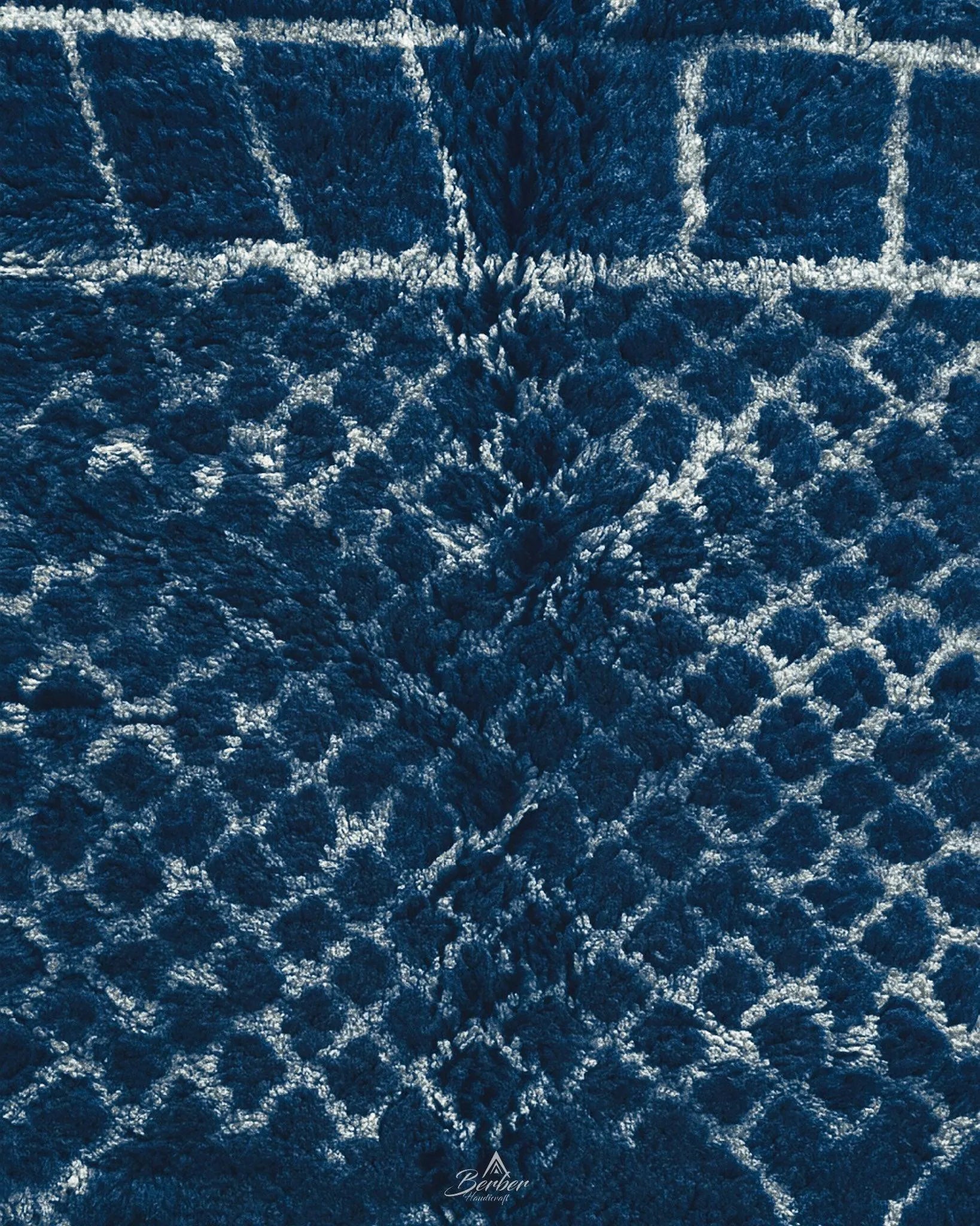 Colorful Blue Wool Rug 3 X 5 Ft | 90 X 150 Cm / With Tassels / Short (0.4” / 1 cm)