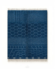 Colorful Blue Wool Rug 3 X 5 Ft | 90 X 150 Cm / With Tassels / Short (0.4” / 1 cm)