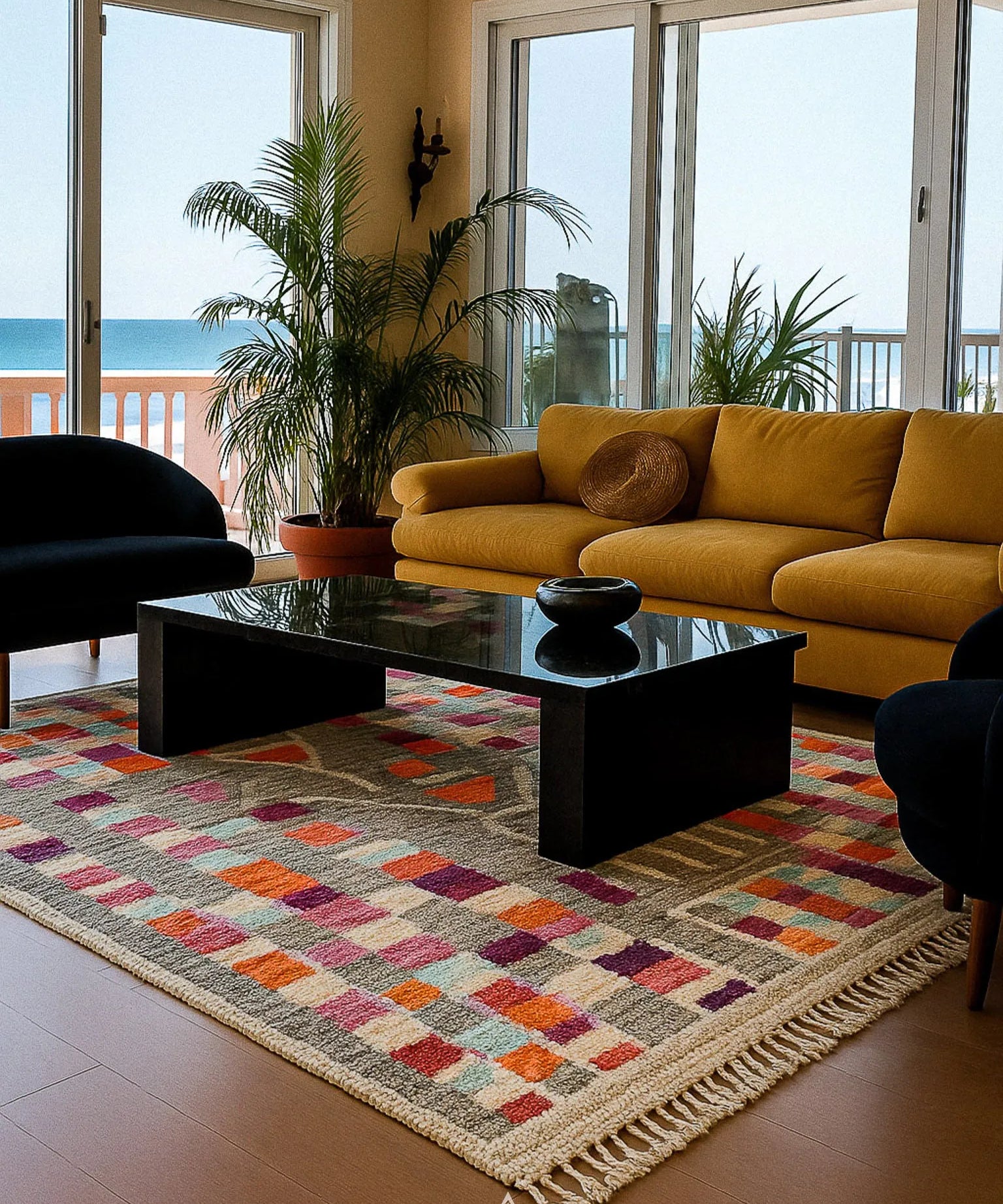 Colorful Checkered Rug-Berber Handicraft