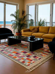 Colorful Checkered Rug-Berber Handicraft
