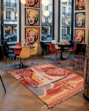 Colorful Moroccan Rug 3 X 5 Ft | 90 X 150 Cm / With Tassels / Short (0.4” / 1 cm)