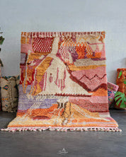 Colorful Moroccan Rug 3 X 5 Ft | 90 X 150 Cm / With Tassels / Short (0.4” / 1 cm)