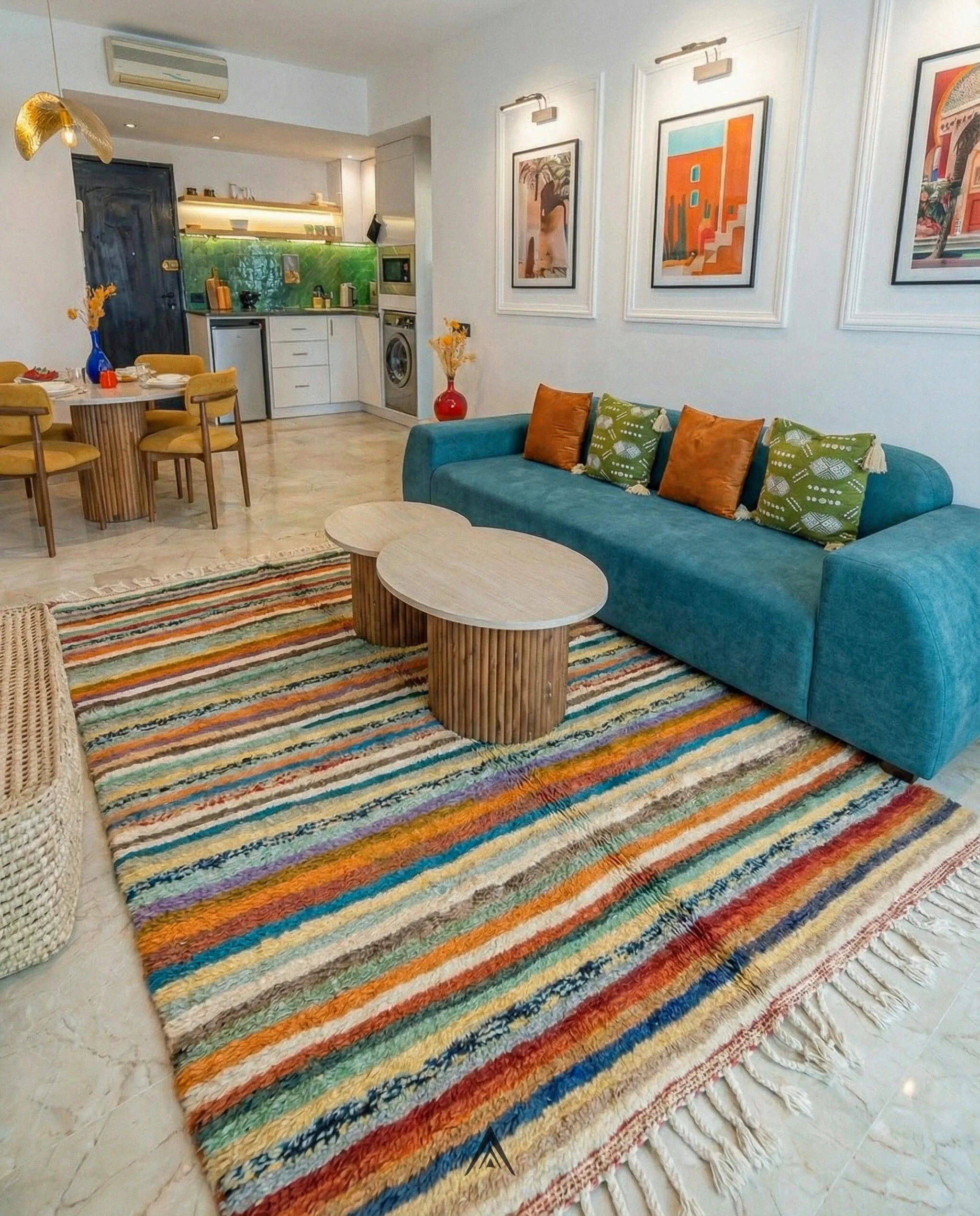 Colorful Moroccan Rug 6.2x8.2 ft - 190x250 cm-Berber Handicraft