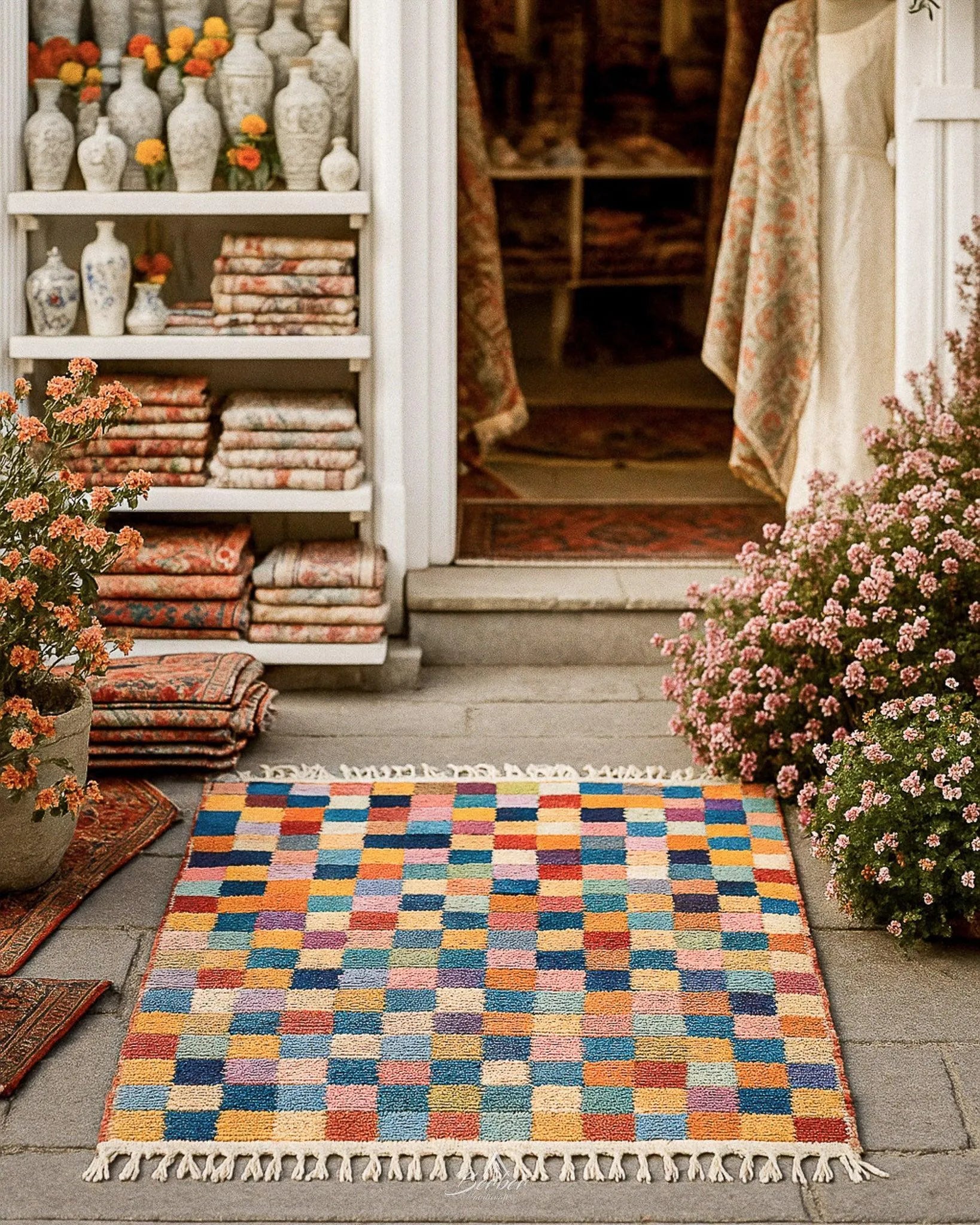 Colorful Pattern Rug 3 X 5 Ft | 90 X 150 Cm / With Tassels / Short (0.4” / 1 cm)