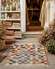 Colorful Pattern Rug 3 X 5 Ft | 90 X 150 Cm / With Tassels / Short (0.4” / 1 cm)