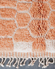 Colorful Peach Wool Rug 3 X 5 Ft | 90 X 150 Cm / With Tassels / Short (0.4” / 1 cm)