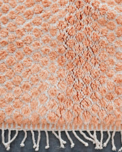 Colorful Peach Wool Rug 3 X 5 Ft | 90 X 150 Cm / With Tassels / Short (0.4” / 1 cm)
