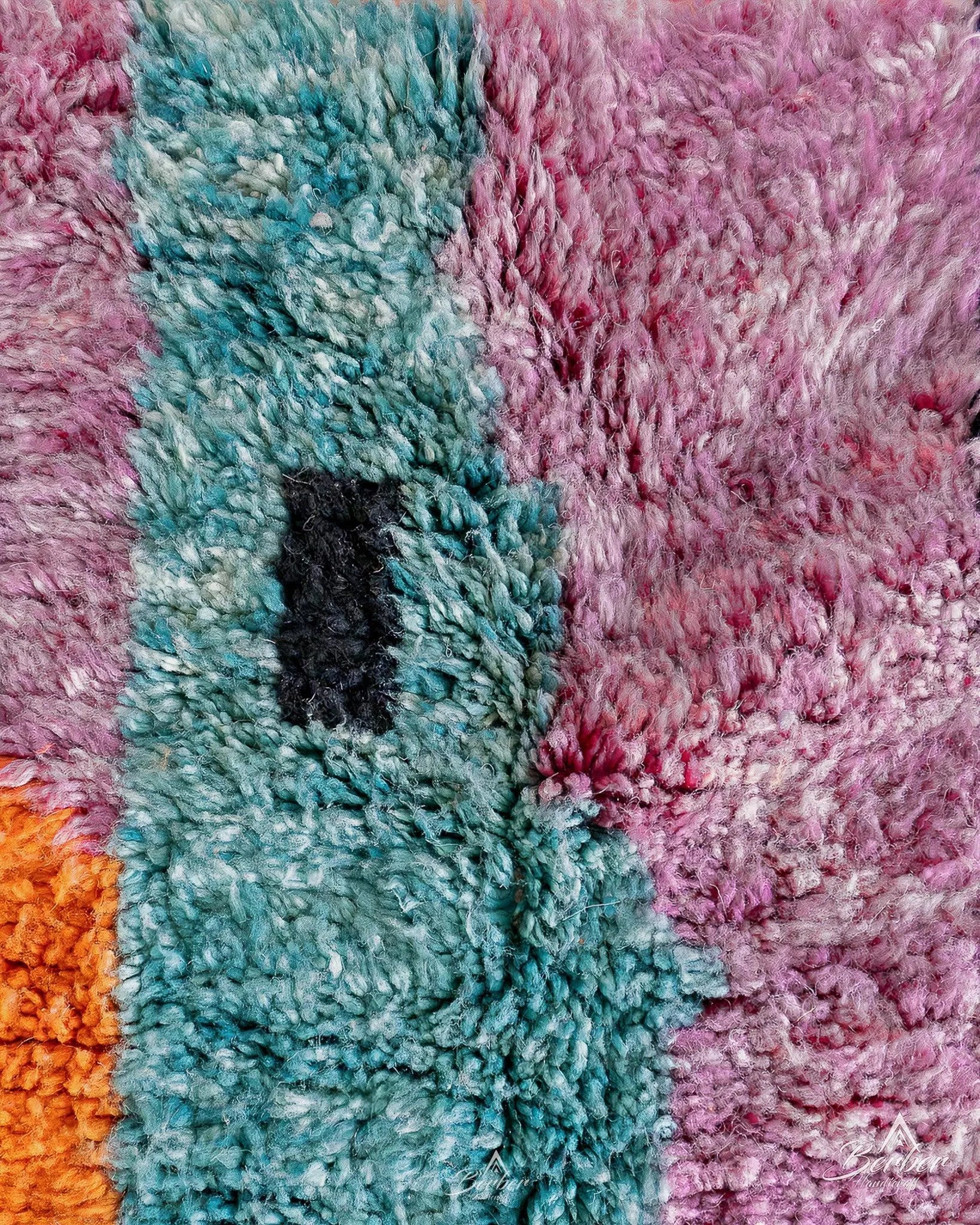 Colorful Pink Moroccan Rug 3 X 5 Ft | 90 X 150 Cm / With Tassels / Short (0.4” / 1 cm)