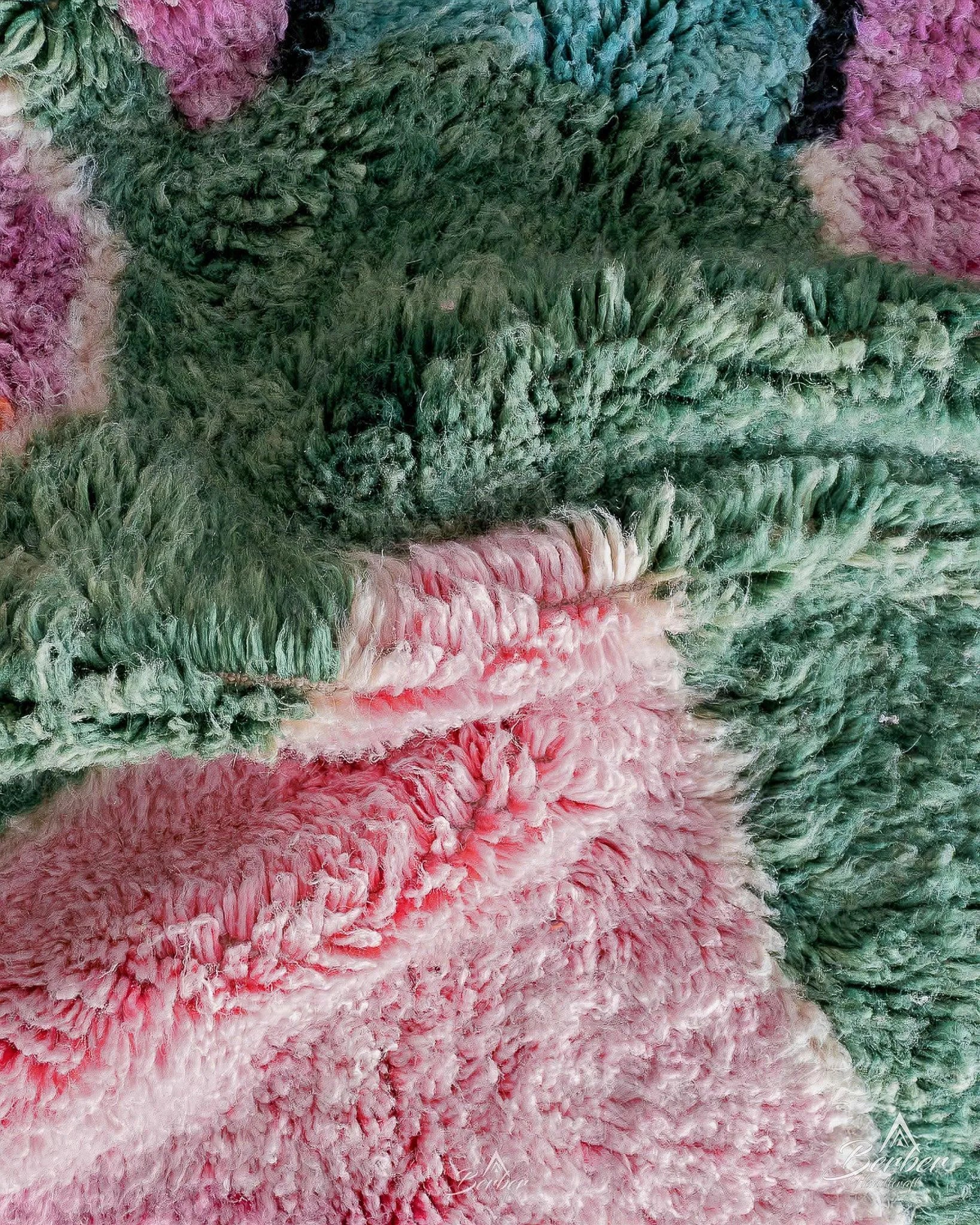 Colorful Pink Moroccan Rug 3 X 5 Ft | 90 X 150 Cm / With Tassels / Short (0.4” / 1 cm)