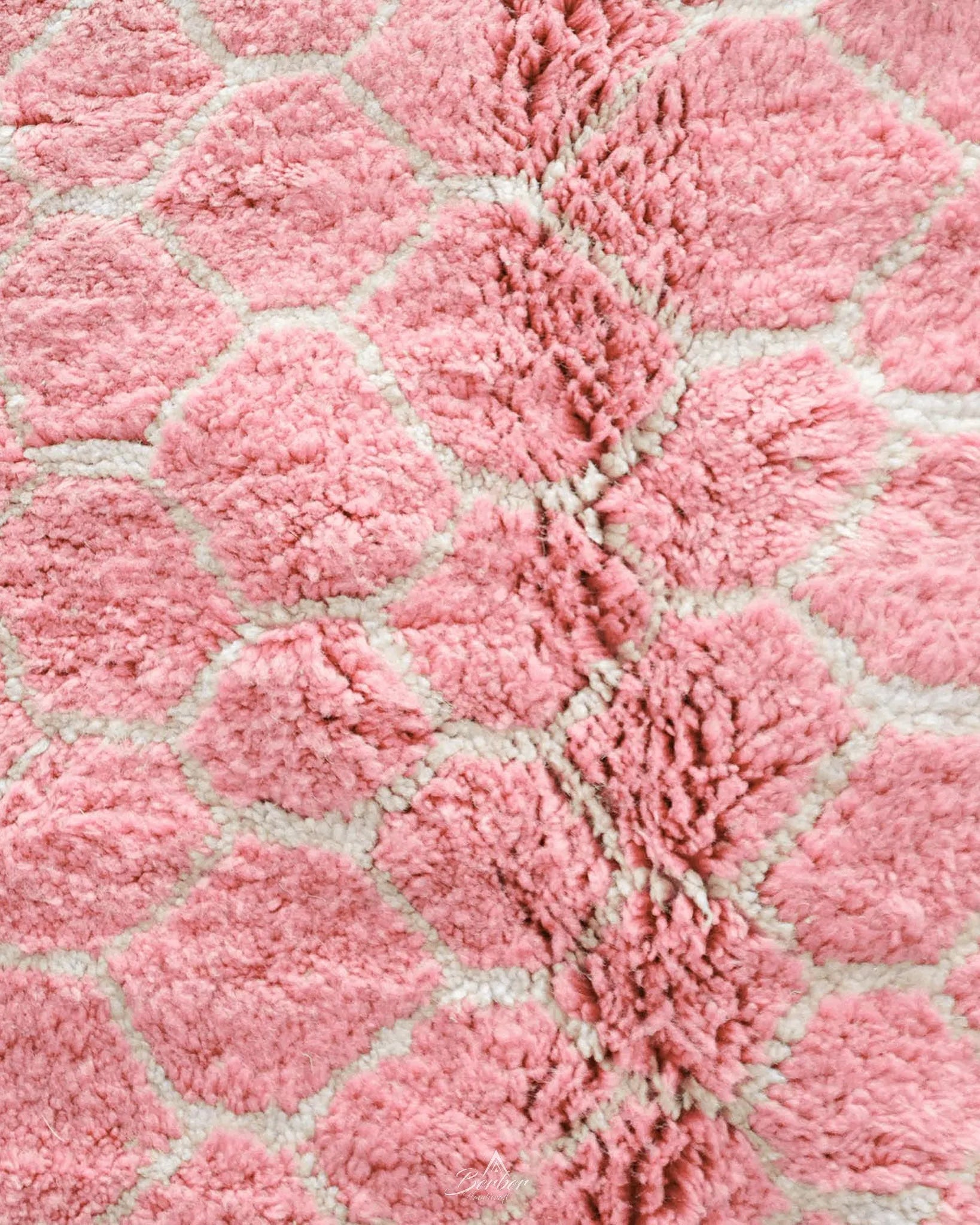 Colorful Pink Wool Rug 3 X 5 Ft | 90 X 150 Cm / With Tassels / Short (0.4” / 1 cm)