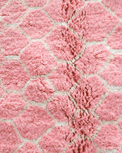 Colorful Pink Wool Rug 3 X 5 Ft | 90 X 150 Cm / With Tassels / Short (0.4” / 1 cm)