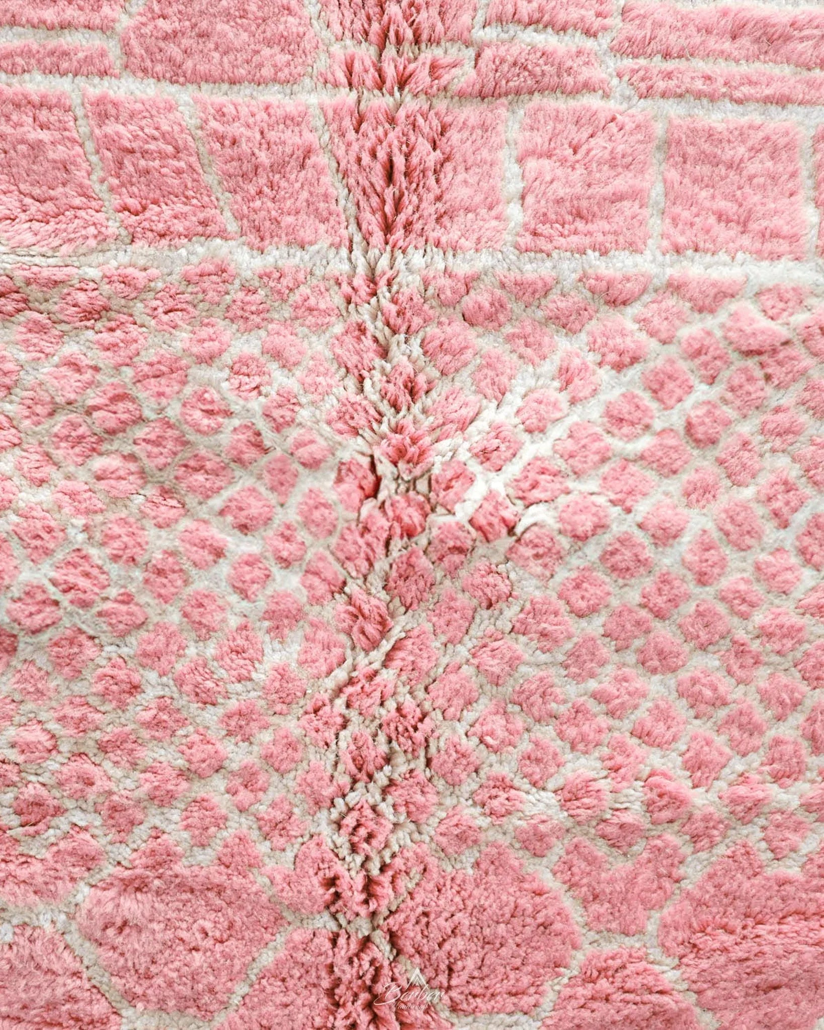 Colorful Pink Wool Rug 3 X 5 Ft | 90 X 150 Cm / With Tassels / Short (0.4” / 1 cm)