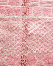 Colorful Pink Wool Rug 3 X 5 Ft | 90 X 150 Cm / With Tassels / Short (0.4” / 1 cm)