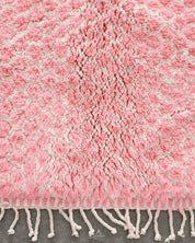 Colorful Pink Wool Rug 3 X 5 Ft | 90 X 150 Cm / With Tassels / Short (0.4” / 1 cm)