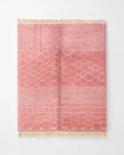Colorful Pink Wool Rug 3 X 5 Ft | 90 X 150 Cm / With Tassels / Short (0.4” / 1 cm)