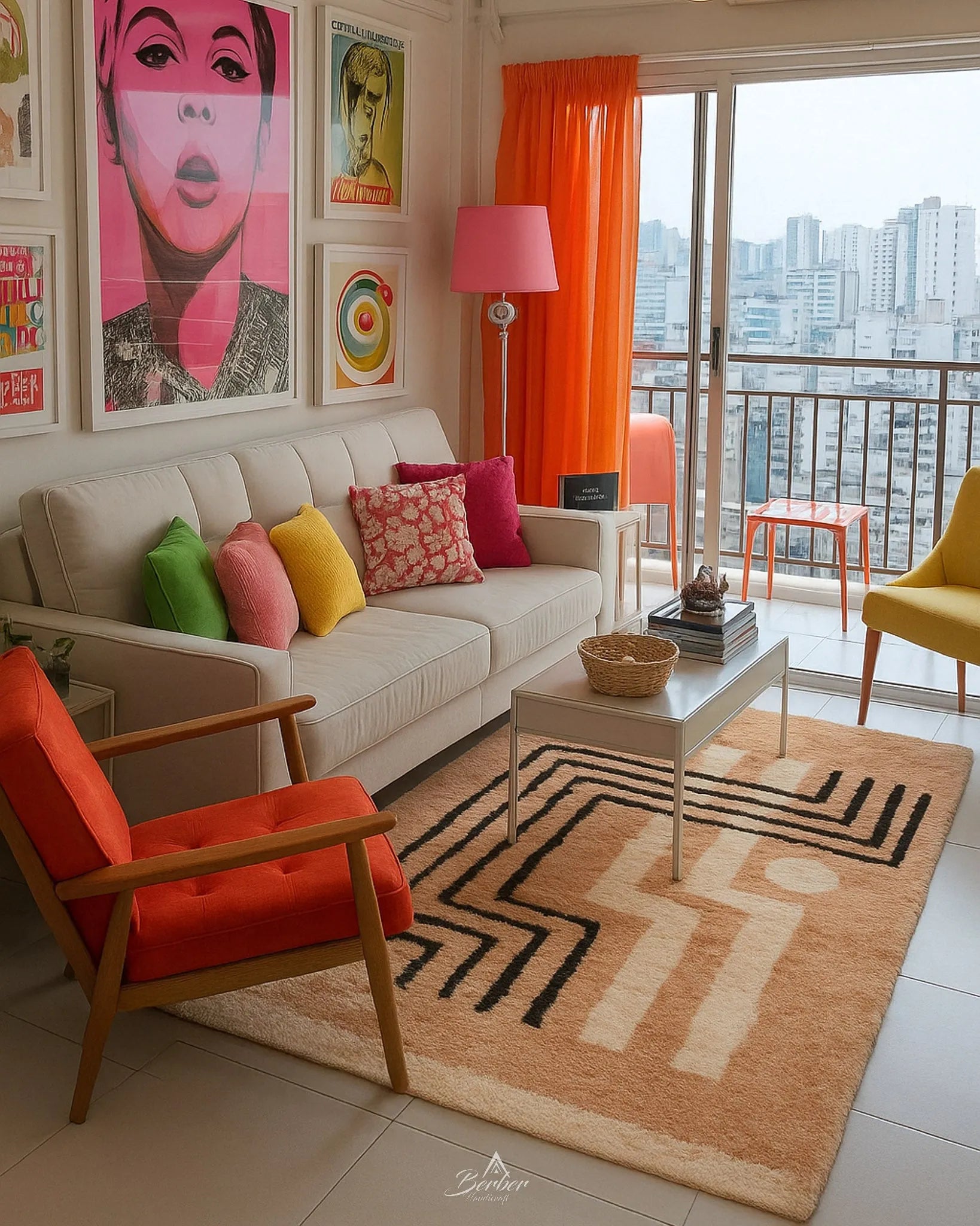 Colorful Tribal Rug 3 X 5 Ft | 90 X 150 Cm / With Tassels / Short (0.4” / 1 cm)