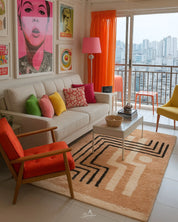 Colorful Tribal Rug 3 X 5 Ft | 90 X 150 Cm / With Tassels / Short (0.4” / 1 cm)