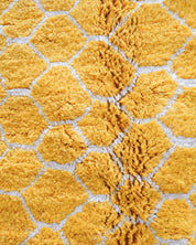 Colorful Yellow Wool Rug 3 X 5 Ft | 90 X 150 Cm / With Tassels / Short (0.4” / 1 cm)