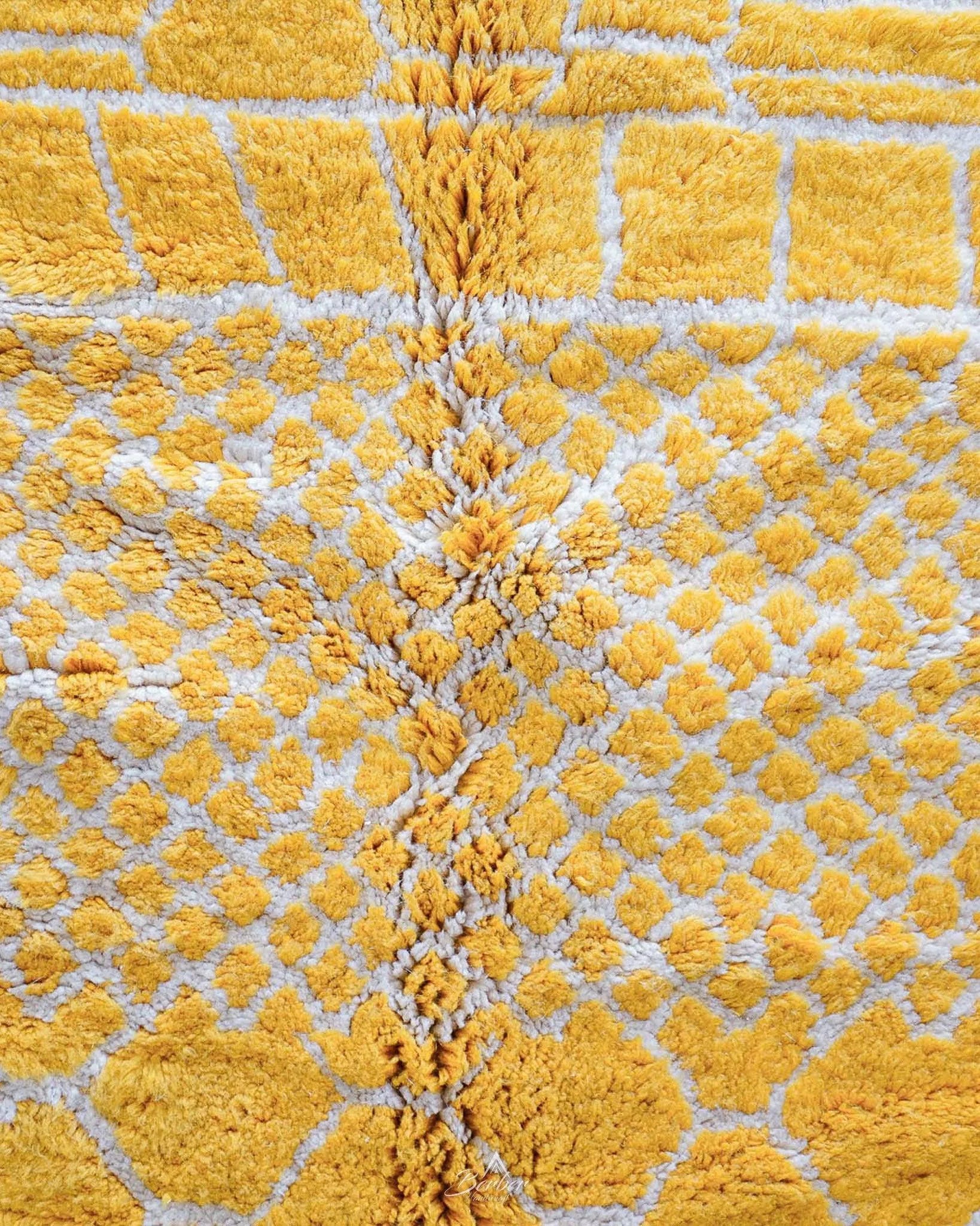 Colorful Yellow Wool Rug 3 X 5 Ft | 90 X 150 Cm / With Tassels / Short (0.4” / 1 cm)