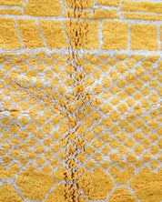 Colorful Yellow Wool Rug 3 X 5 Ft | 90 X 150 Cm / With Tassels / Short (0.4” / 1 cm)