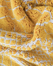 Colorful Yellow Wool Rug 3 X 5 Ft | 90 X 150 Cm / With Tassels / Short (0.4” / 1 cm)