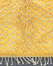 Colorful Yellow Wool Rug 3 X 5 Ft | 90 X 150 Cm / With Tassels / Short (0.4” / 1 cm)