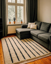 Contemporary Berber Rug 3 X 5 Ft | 90 X 150 Cm / With Tassels / Short (0.4” / 1 cm)