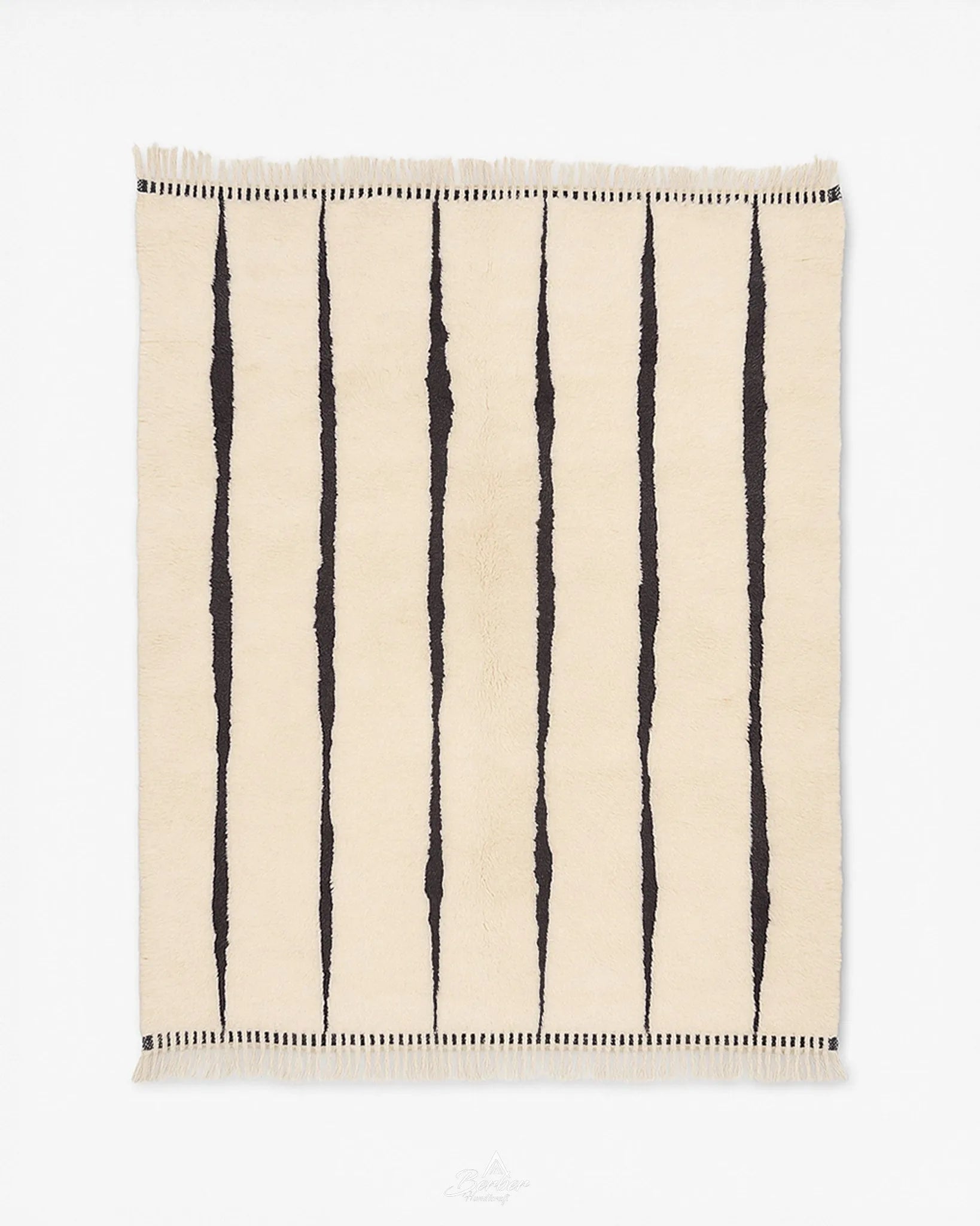 Contemporary Berber Rug 3 X 5 Ft | 90 X 150 Cm / With Tassels / Short (0.4” / 1 cm)